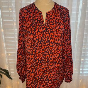 Dalia Collection Vibrant Red and Blue Blouse